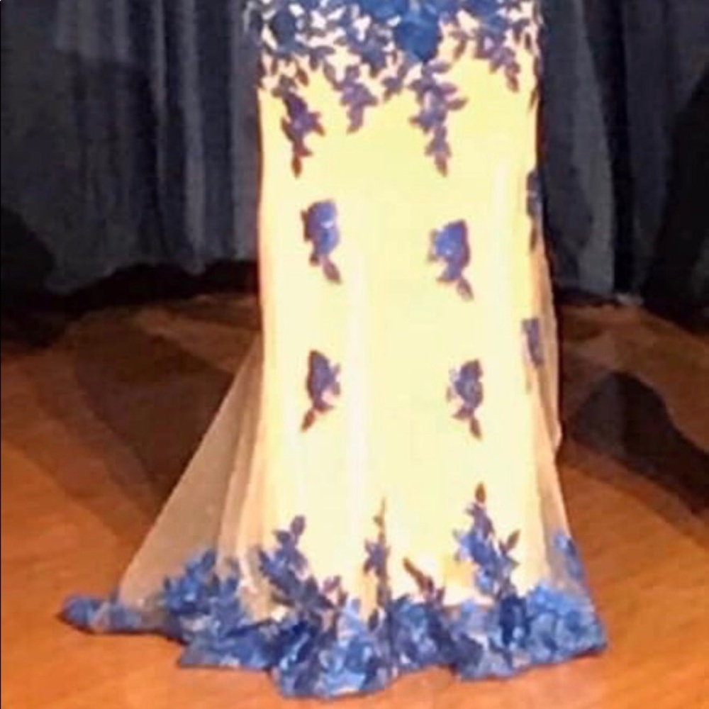 Prom/Evening Dress Blue Roses - Picture 4 of 4
